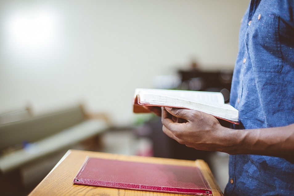 bible preaching man podium